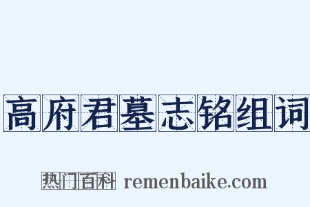 高府君墓志铭组词是什么意思的图片
